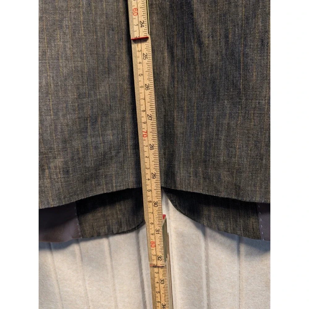 Kroon Sport Coat Mens 40R Copper Grey Pinstripe 100% Linen Connick Blazer EUC